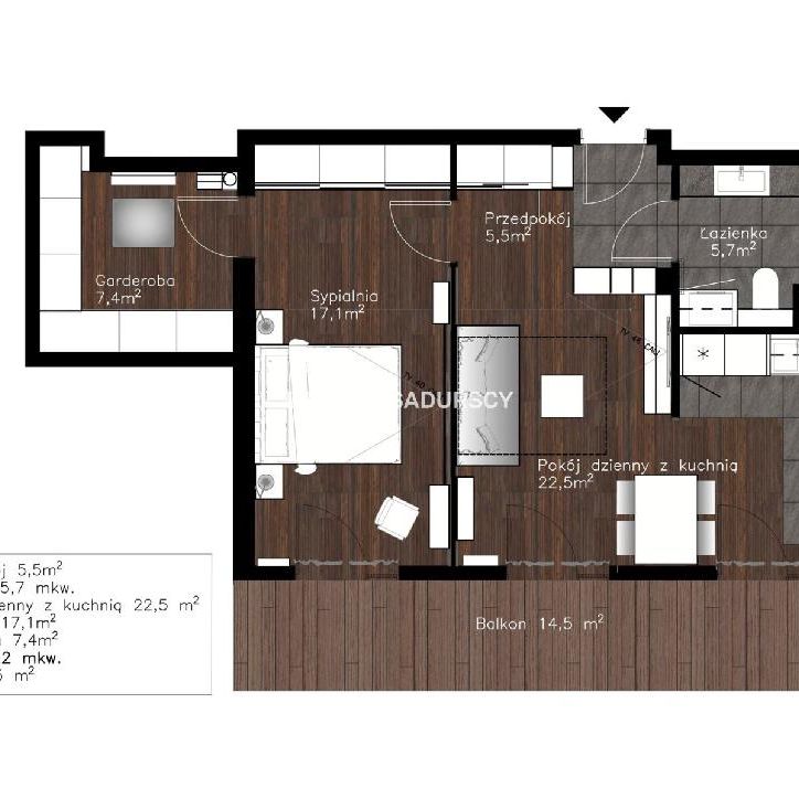 Mieszkanie Kraków Stare Miasto powierzchnia 58.2 m² C206-WM-37383 - Фото 1