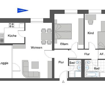 Gemütliche und helle Wohnung mit Balkon und separater Küche. Nur mi... - Foto 1