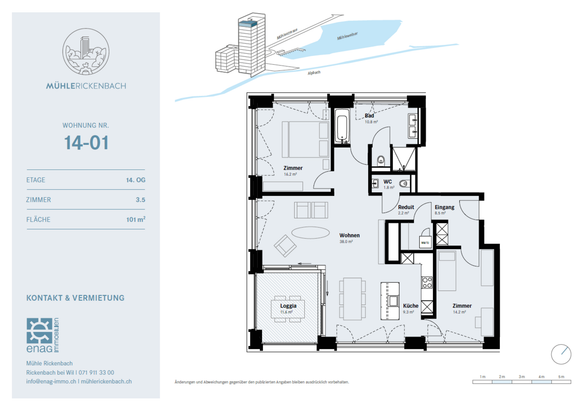 3.5 Zimmerwohnung in Rickenbach b. Wil - Foto 1