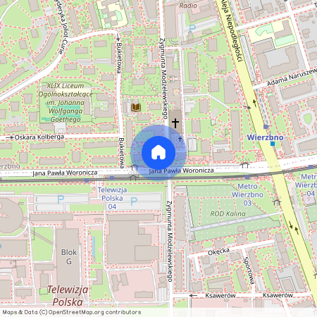 Warszawa, Mokotów, Jana, Pawła, Woronicza