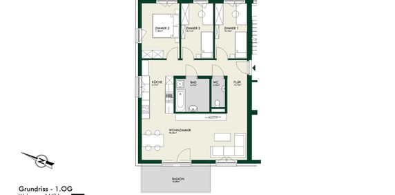 Erstbezug - Lichtdurchflutete 4-Zimmer-Wohnung im Obergeschoss mit Balkon - Foto 2