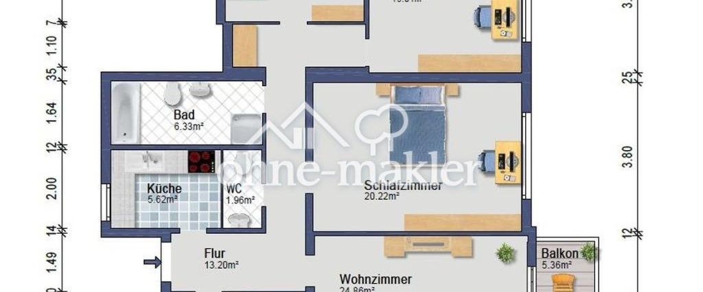 Wohnen über den Dächern: 4-ZKB mit traumhaftem Ausblick in Mainaschaff - Foto 1