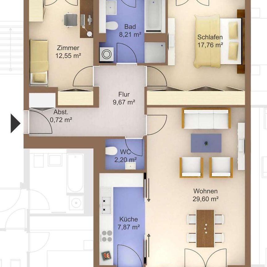 Zentral und in Mainnähe - Attraktive 3-Zimmer-Wohnung mit Balkon und Loggia - Photo 1