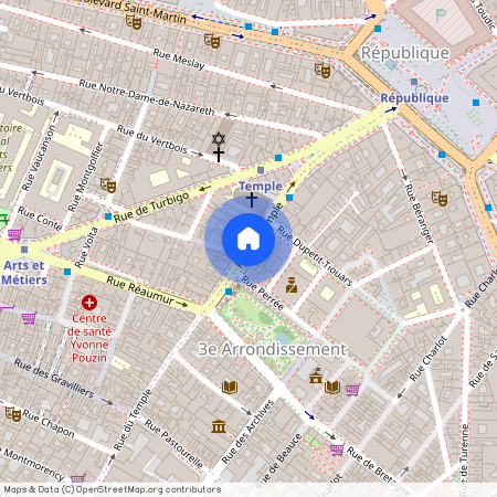 Rue du Temple entre Rue Beranger et Rue du Petit Thouars 75003 Paris (3e arrondissement)