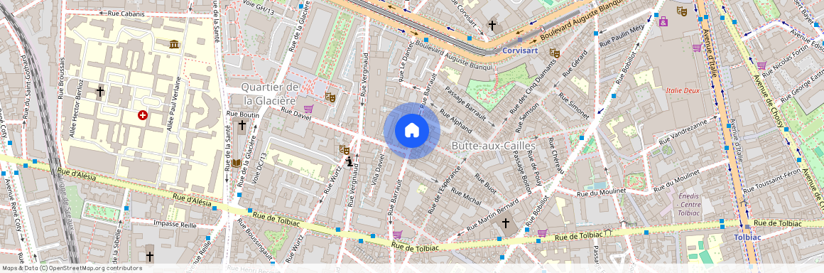 Rue de la Butte aux Cailles et Rue Barrault 75013 Paris (13e arrondissement)