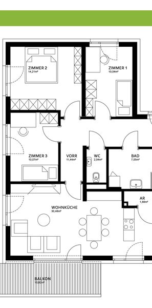Schöne 4-Zimmer-Wohnung mit Balkon - Photo 2