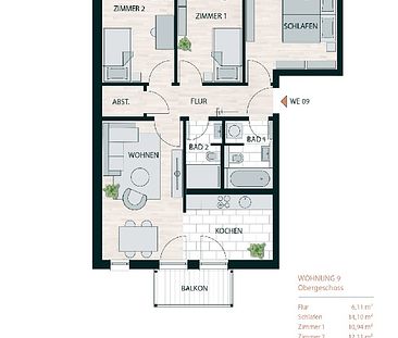 Traumhafte 4-Zimmer-Wohnung mit 2 Balkonen - Photo 4
