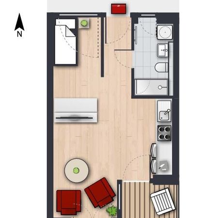 Einziehen und wohlfühlen, komplett möblierte 1-Zimmer-Wohnung, 2.OG , Wohnung 4 - Foto 4