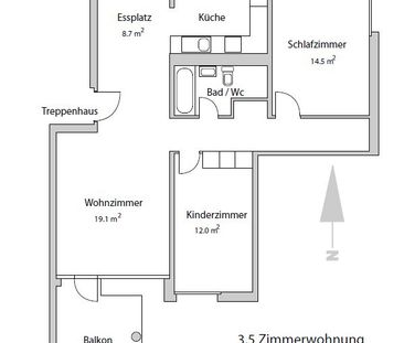 3.5 Zimmer, 83 m², 3. Stock - Foto 5