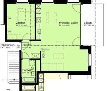 2.5 Zimmer, 72 m², 3. Stock - Foto 6
