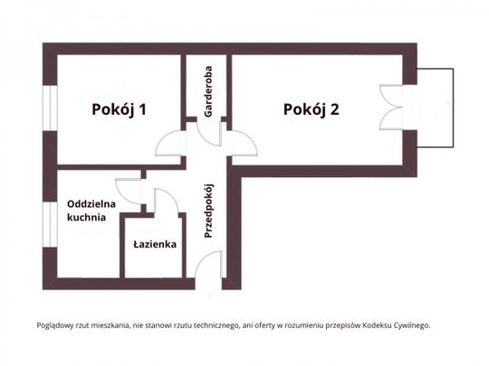 2 pokoje osobna kuchnia garderoba parking Jeżyce 51.6 m² - Фото 1