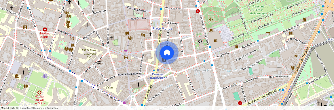 rue de la Clef entre rue Censier et rue du Fer à Moulin 75005 Paris (5e arrondissement)