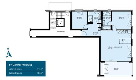 3.5 Zimmer, 91 m², 2. Stock - Photo 4