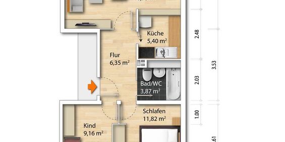 3-Zimmer Mietwohnung - Leuben - Photo 3