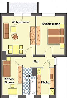 Wohnung, 3 Zimmer (58,9 m²) - Photo 1