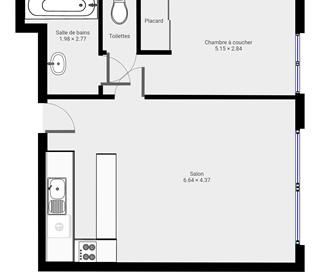 Verhuur appartement 1 kamer, 53m² - Photo 6