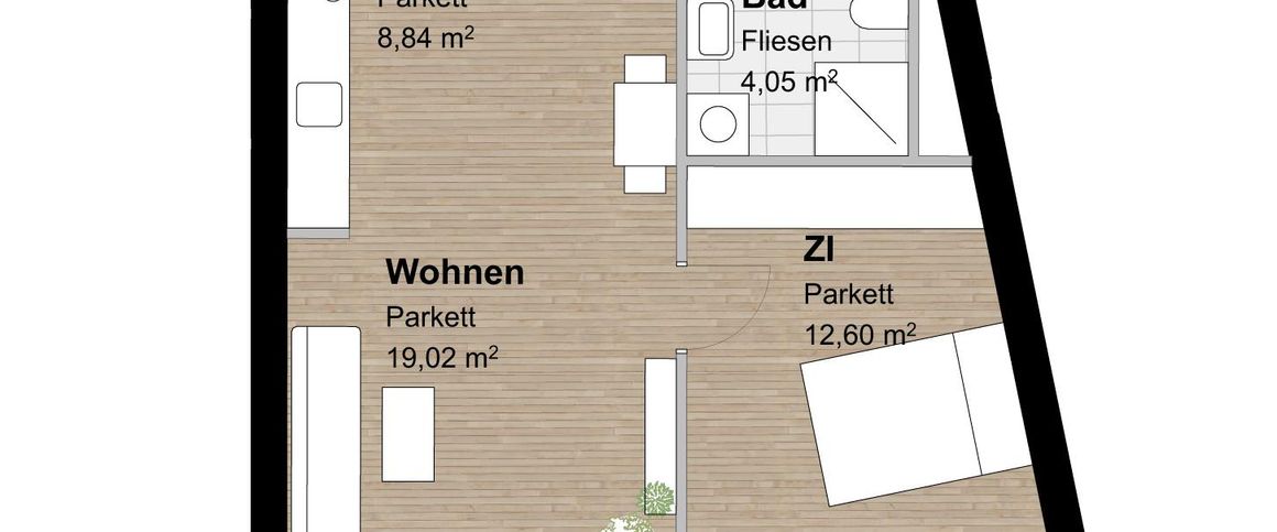 Stilvolle 2-Zimmer-Wohnung mit 15 m² großer Terrasse - Photo 1