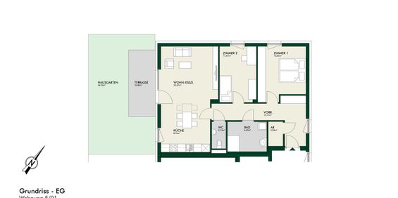 Erstbezug - Sonnige 3-Zimmer-Wohnung im Erdgeschoss mit Terrasse und Privatgarten - Photo 3