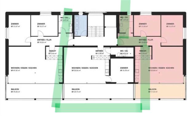 2.5 Zimmer, 58 m², 4. Stock - Foto 1