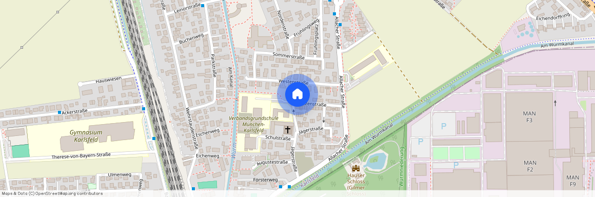 Schützenstraße, 85757 Karlsfeld ca. 12, 4 km north-west of Munich-center