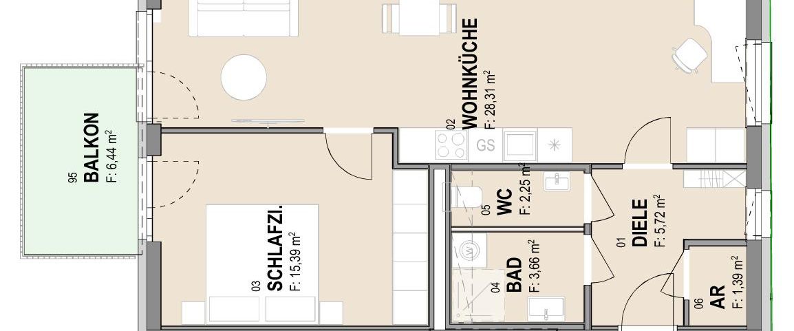 Geförderte Neubauwohnung mit Balkon im 4. Stock - Photo 1