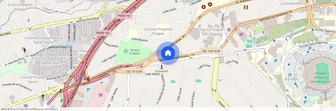 Av. San Jerónimo 369, Tizapán San Ángel, Loreto y Campamento, Álvaro Obregón, 01090 Ciudad de México #369, Colonia Tizapan, C.P. 01090, Df / Cdmx