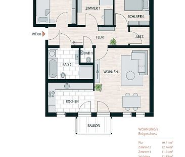 Traumhafte 3-Zimmer-Wohnung mit 2 Balkonen - Foto 4