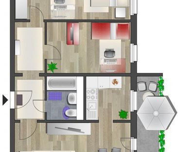 Familienfreundliche 3-Raum-Wohnung mit Einbauküche - Photo 5