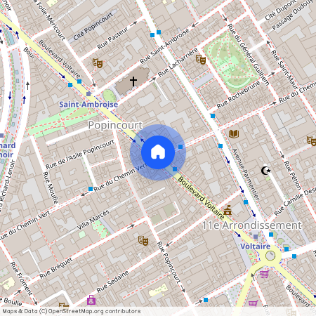 Boulevard Voltaire et Rue du Chemin Vert 75011 Paris (11e arrondissement)