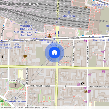 Paul-Heyse-Straße, 80336 München Ludwigsvorstadt ca. 1, 8 km west of Munich-center