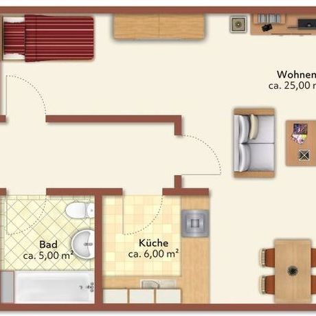 1 Raum-Wohnung mit verglastem Balkon - Photo 2