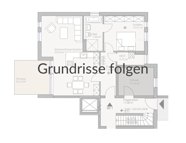 Möblierte 1-Zimmer-Wohnung in Muffendorf, mit großem Balkon und traumhafter Aussicht - Foto 1