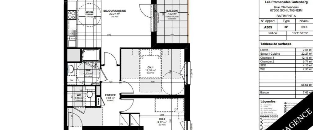 Appartement à louer 3 pièces 58.5m² - Photo 1