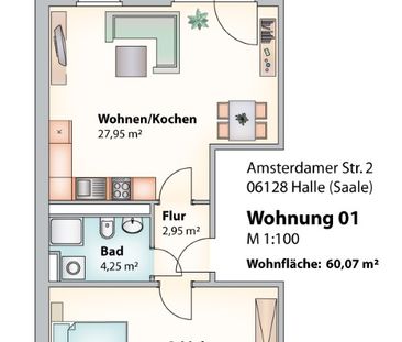 Bequem im Hochparterre. Gemütliche 2-Raum-Wohnung mit offener Küche und Duschbad in Halles Süden - Photo 1