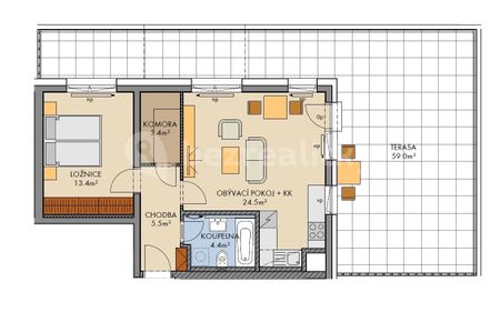 Pronájem bytu 2+kk • 53 m² bez realitkyPod Harfou, Praha - Vysočany - Фото 2