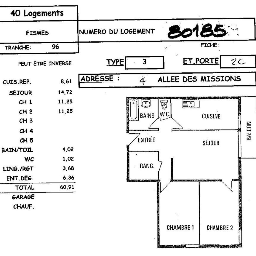 Location appartement T3 60.91m² à Fismes (51170) Loyer CC * : 475.41 € Réf : ER.80185 - Photo 1