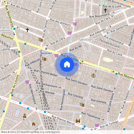 rue des Petits Carreaux entre rue Reaumur et rue Saint-Sauveur 75002 Paris (2e arrondissement)