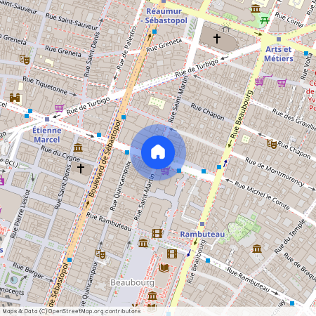 Rue Saint Martin et Rue du Grenier Saint Lazare 75003 Paris (3e arrondissement)