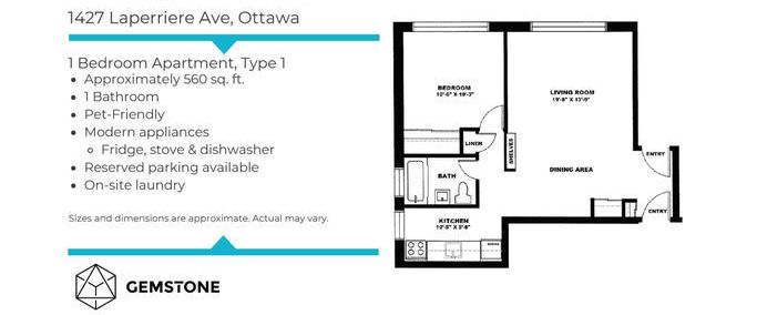Spacious & Bright 1 bedroom in Great Location! | 1474 Coldrey Avenue, Ottawa - Photo 1
