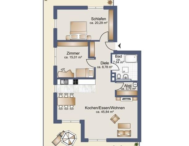 Exklusives Penthouse mit riesiger Dachterrasse | ca. 129 m² mit 3,5 Zimmer, Lift und TG-Stellplatz - Foto 1