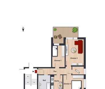 Energieeffiziente 3-Zimmer-Wohnung mit Balkon // 2.OG rechts - Photo 3