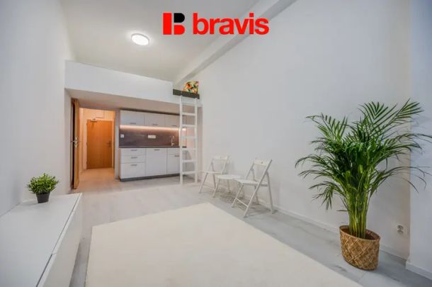 Pronájem nového byty 1+kk, ulice Hudcova, Brno- Medlánky, spací galerie pro 2, výtah - Fotografie 1