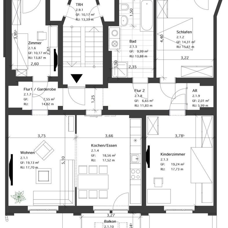 geräumige 4-Raum Altbauwohnung mit Balkon und Abstellraum - Foto 2