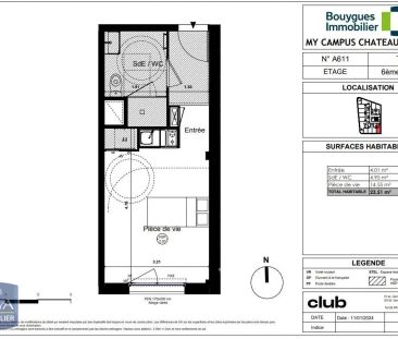 Appartement à louer 1 pièce 23.51m² - Photo 2