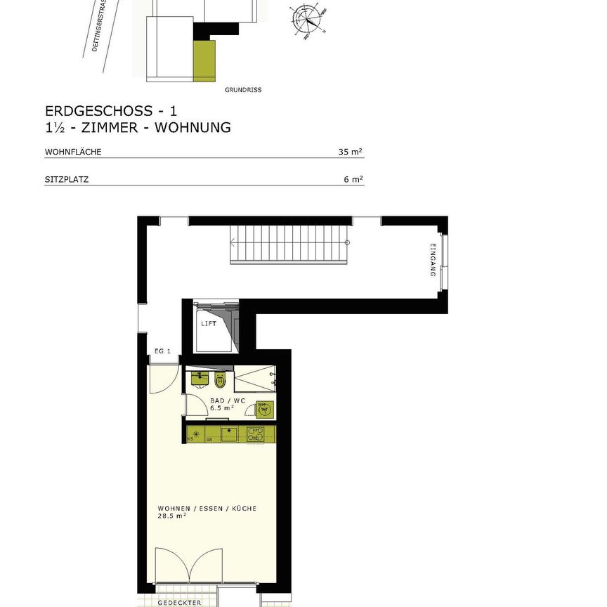 1.5 Zimmer, 35 m², EG - Foto 1