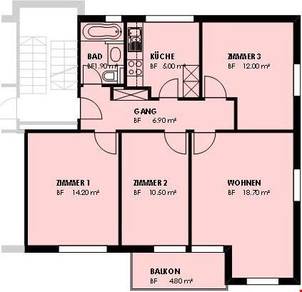 4 Zimmer, 75 m², 1. Stock - Foto 2