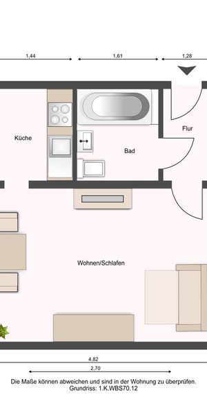 1-Raumwohnung in Klotzsche für Studenten und Azubis - Foto 1