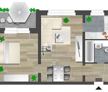 Am Stadtrand gelegene 2-Raum-Wohnung mit Balkon - Foto 1