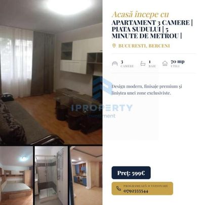 Apartament 3 Camere | Piata Sudului | 5 Minute De Metrou | - Photo 1