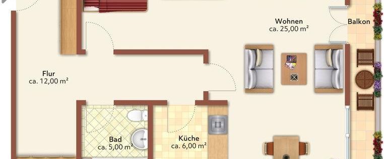 1 Raum-Wohnung mit Balkon - Photo 1